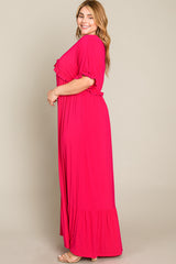 Fuchsia Solid Ruffle Plus Maxi Dress