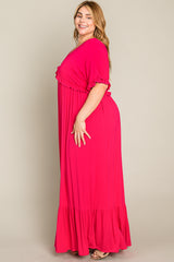 Fuchsia Solid Ruffle Plus Maxi Dress