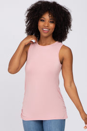 Light Pink Sleeveless Ruched Top