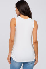 Ivory Sleeveless Ruched Maternity Top