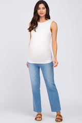 Ivory Sleeveless Ruched Maternity Top