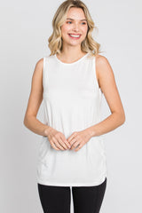 Ivory Sleeveless Ruched Maternity Top