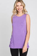 Lavender Sleeveless Ruched Maternity Top