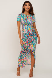 Jade Multi-Color Floral Side Slit Maxi Dress