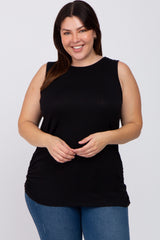 Black Ruched Side Plus Maternity Tank