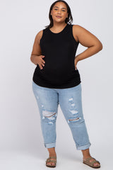 Black Ruched Side Plus Maternity Tank