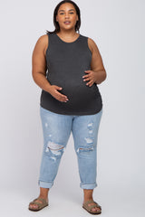 Charcoal Ruched Side Plus Maternity Tank