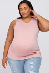 Light Pink Ruched Side Plus Maternity Tank