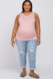 Light Pink Ruched Side Plus Maternity Tank