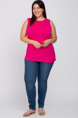 Fuchsia Ruched Side Plus Tank