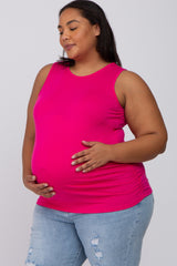 Fuchsia Ruched Side Plus Maternity Tank