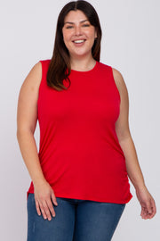 Red Ruched Side Plus Tank