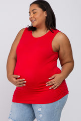 Red Ruched Side Plus Maternity Tank