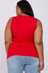 Red Ruched Side Plus Maternity Tank