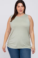 Light Olive Ruched Side Plus Tank