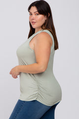 Light Olive Ruched Side Plus Tank