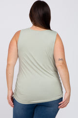 Light Olive Ruched Side Plus Tank