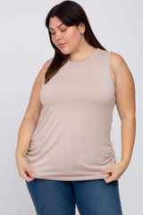 Taupe Ruched Side Plus Maternity Tank