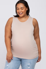 Taupe Ruched Side Plus Maternity Tank