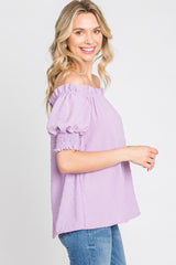 Lavender Swiss Dot Off Shoulder Top