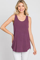 Purple Sleeveless Curved Hem Top