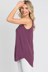 Purple Sleeveless Curved Hem Top