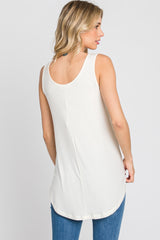 Cream Sleeveless Curved Hem Top