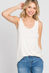 Cream Sleeveless Curved Hem Top