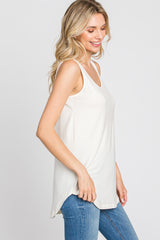 Cream Sleeveless Curved Hem Top