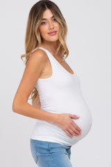 White Seamless Maternity Fitted Tank Top