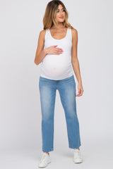 White Seamless Maternity Fitted Tank Top