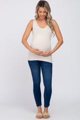 Beige Seamless Maternity Fitted Tank Top