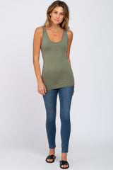 Light Olive Seamless Fitted Tank Top