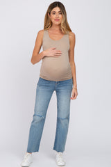 Taupe Seamless Maternity Fitted Tank Top