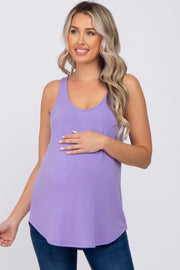 Violet Rounded Hem Sleeveless Maternity Top