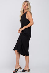 Black Sleeveless Midi Dress