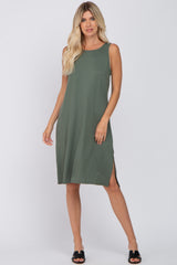 Olive Sleeveless Midi Dress