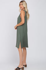 Olive Sleeveless Midi Dress