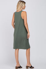 Olive Sleeveless Midi Dress