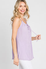 Lavender Textured Front Tie Tank Top