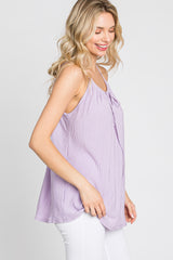 Lavender Textured Front Tie Tank Top