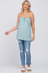 Mint Green Textured Front Tie Maternity Tank Top