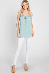 Mint Green Textured Front Tie Tank Top