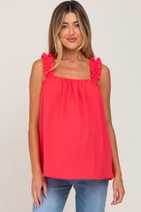 Coral Square Neck Ruffle Strap Maternity Top