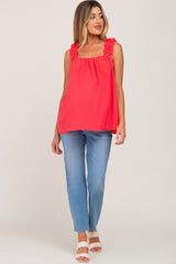 Coral Square Neck Ruffle Strap Maternity Top