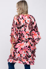 Pink Floral Ruffle Sleeve Maternity Cover Up