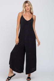 Black V-Neck Wide Leg Jumpsuit