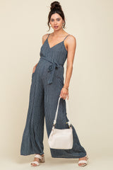 Navy Printed Maternity Wide Leg Jumpsuit