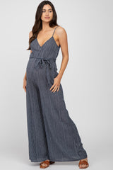 Navy Printed Maternity Wide Leg Jumpsuit