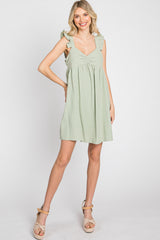 Light Olive Flutter Sleeve Mini Dress